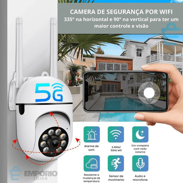 Câmera de Segurança 5G Full HD - Sem Fio, Com Rastreamento Humano e Áudio Bilateral